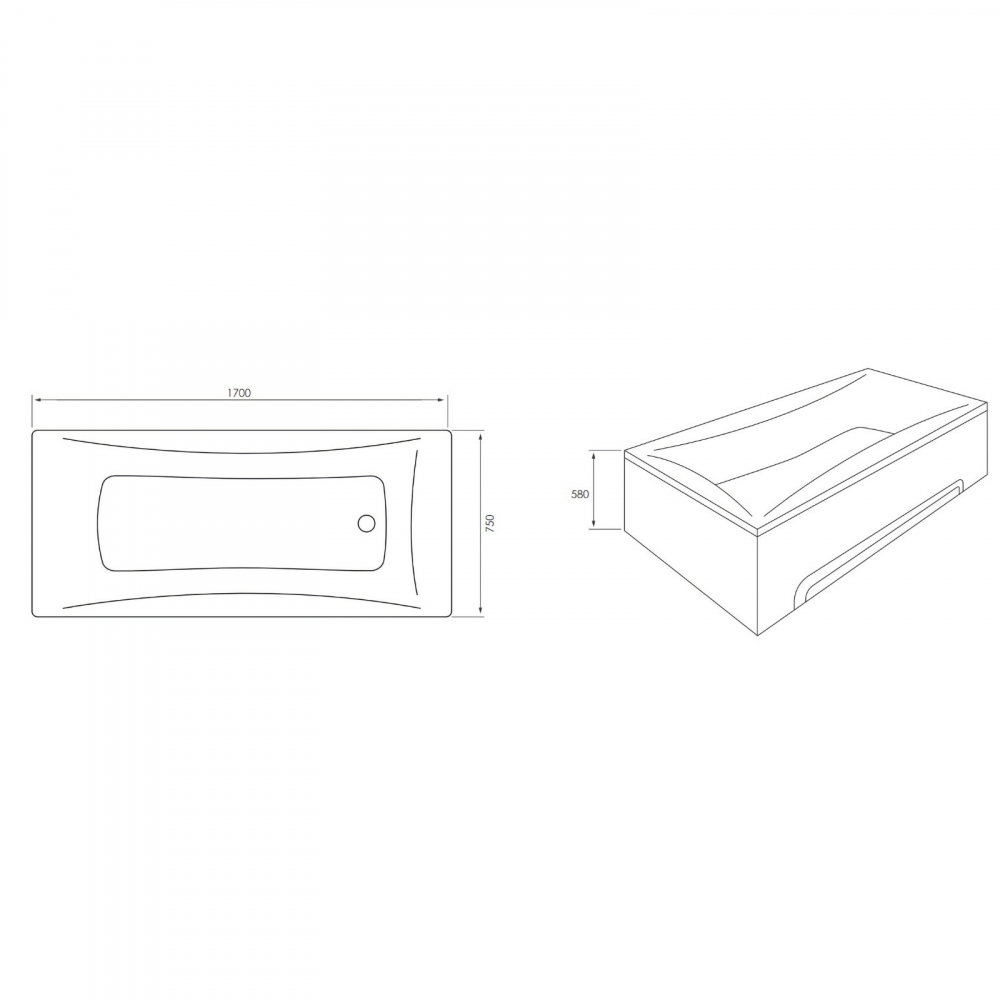 Cada de baie Fanse, alb 170 x 75 x 45 cm Fibrex [2]