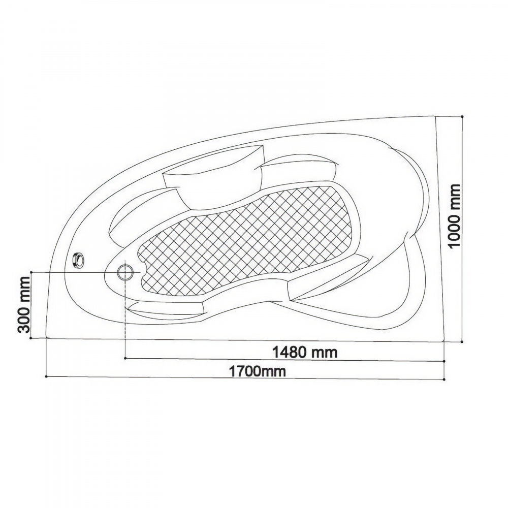 Cada de baie Nicole, dreapta, alb 170 x 100 x 40.5 cm Fibrex [2]