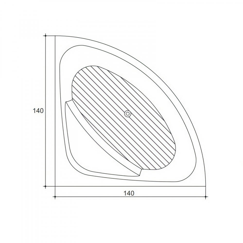 Cada de baie Sense III, de colt, alb 140 x 140 x 45 cm Fibrex [3]