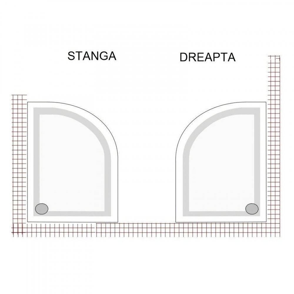 Cadita de dus Semirotunda dreapta CUBO 110 x 70 cm Belform [3]