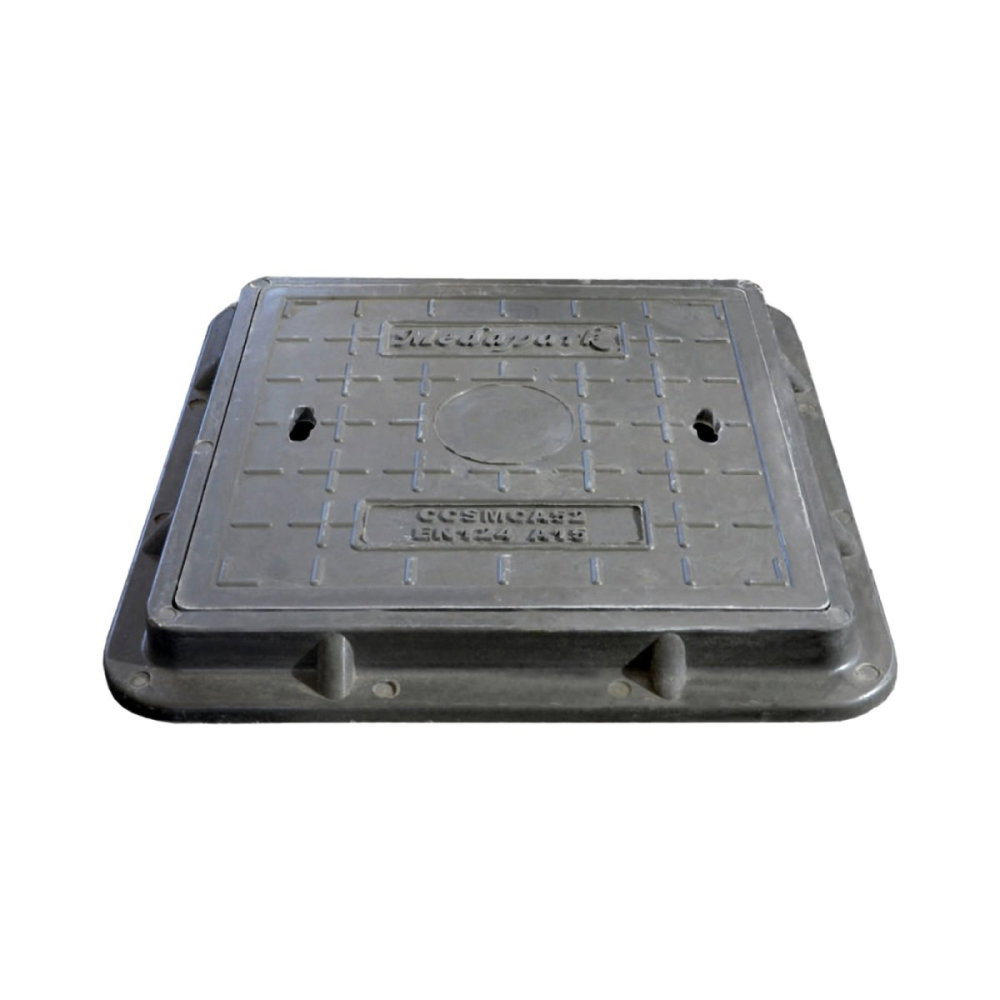 Capac cu rama din PP A15 negru pas liber 530X530 mm [1]