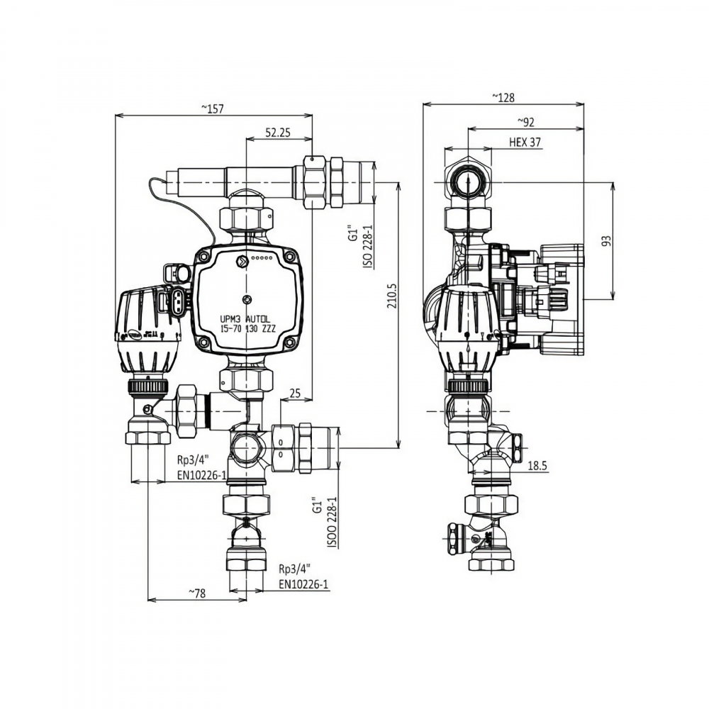 Kit amestec PexKIT incalzire pardoseala Mini I cu pompa Grundfos Valrom [2]