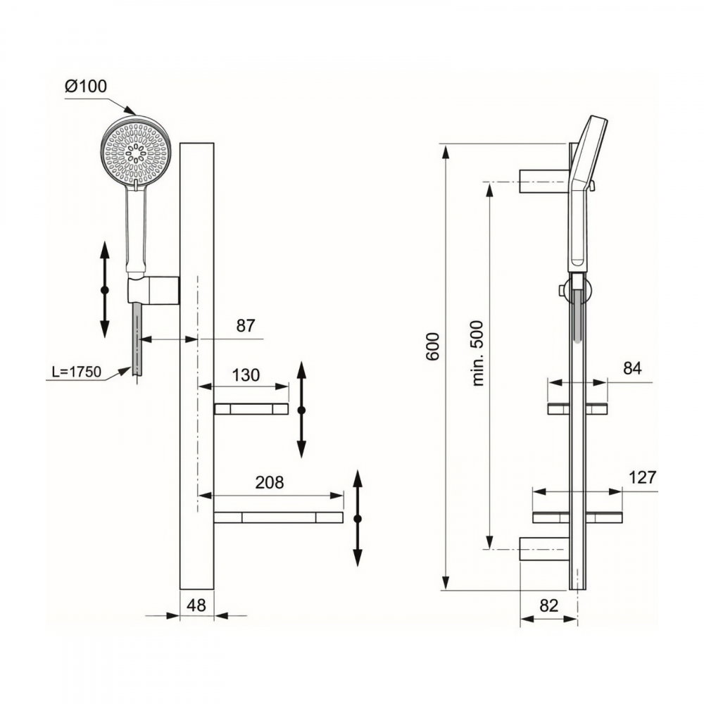 Kit de dus 600mm Idealrain Alu+ Rose Ideal Standard [2]