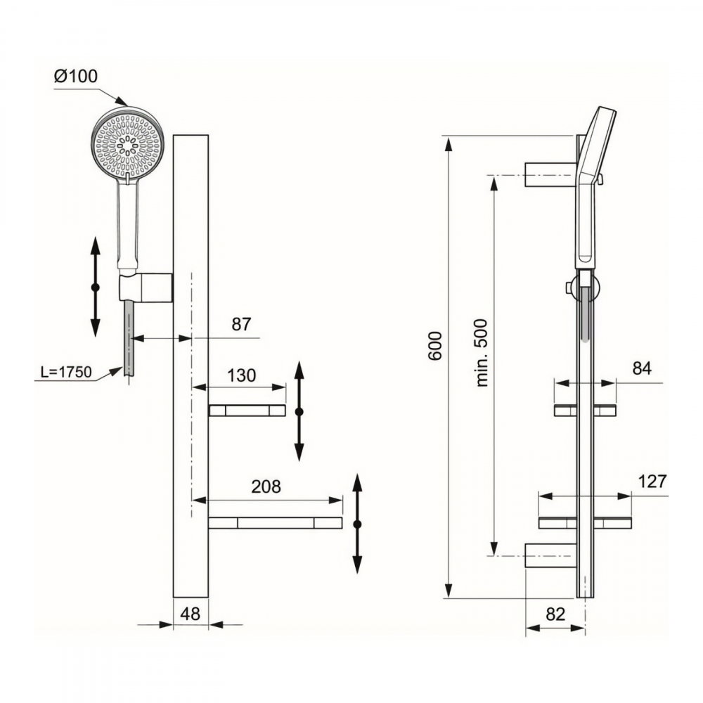 Kit de dus 600mm Idealrain Alu+ Silver Ideal Standard [2]