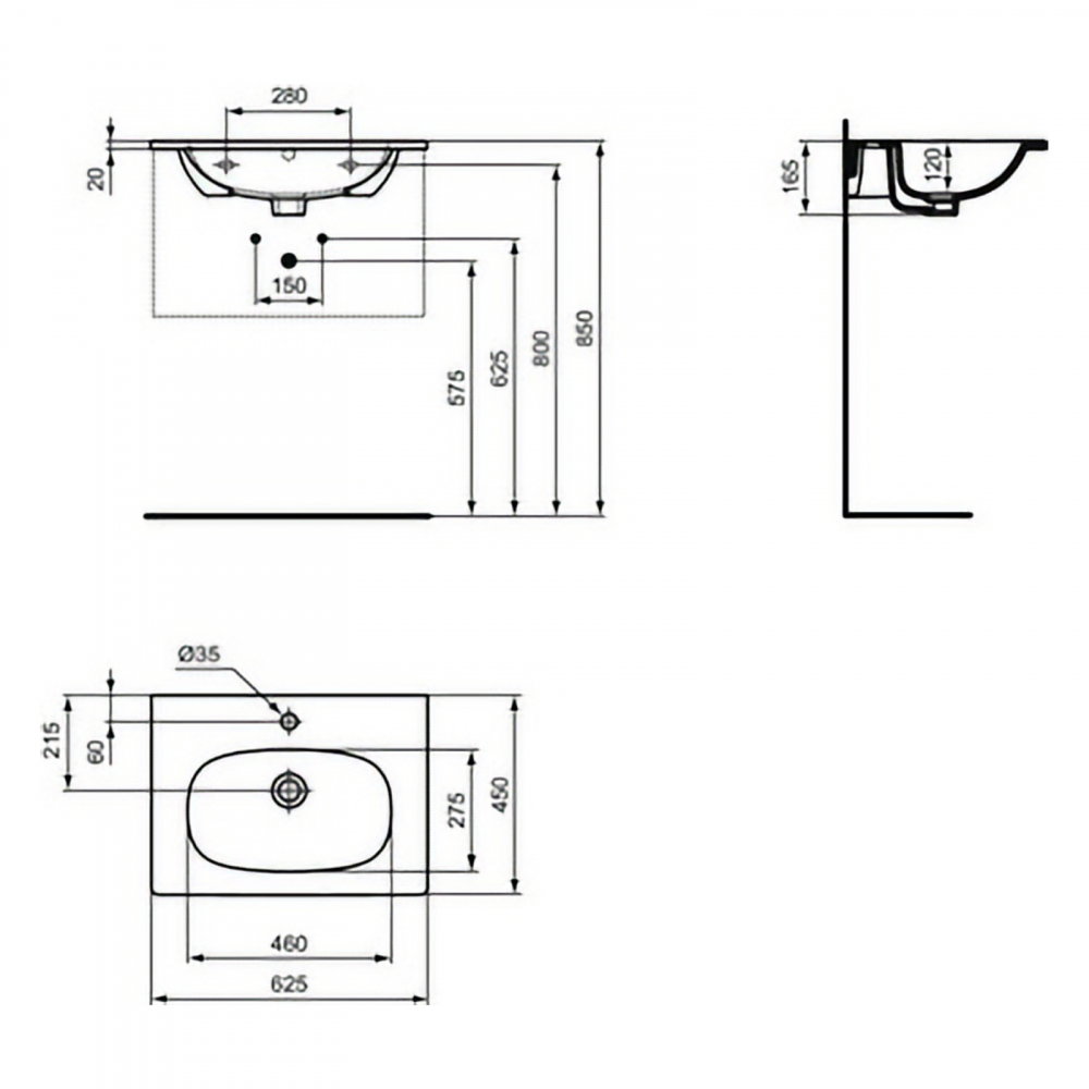 Lavoar 600 mm TESI pentru montaj pe mobilier alb Ideal Standard [5]