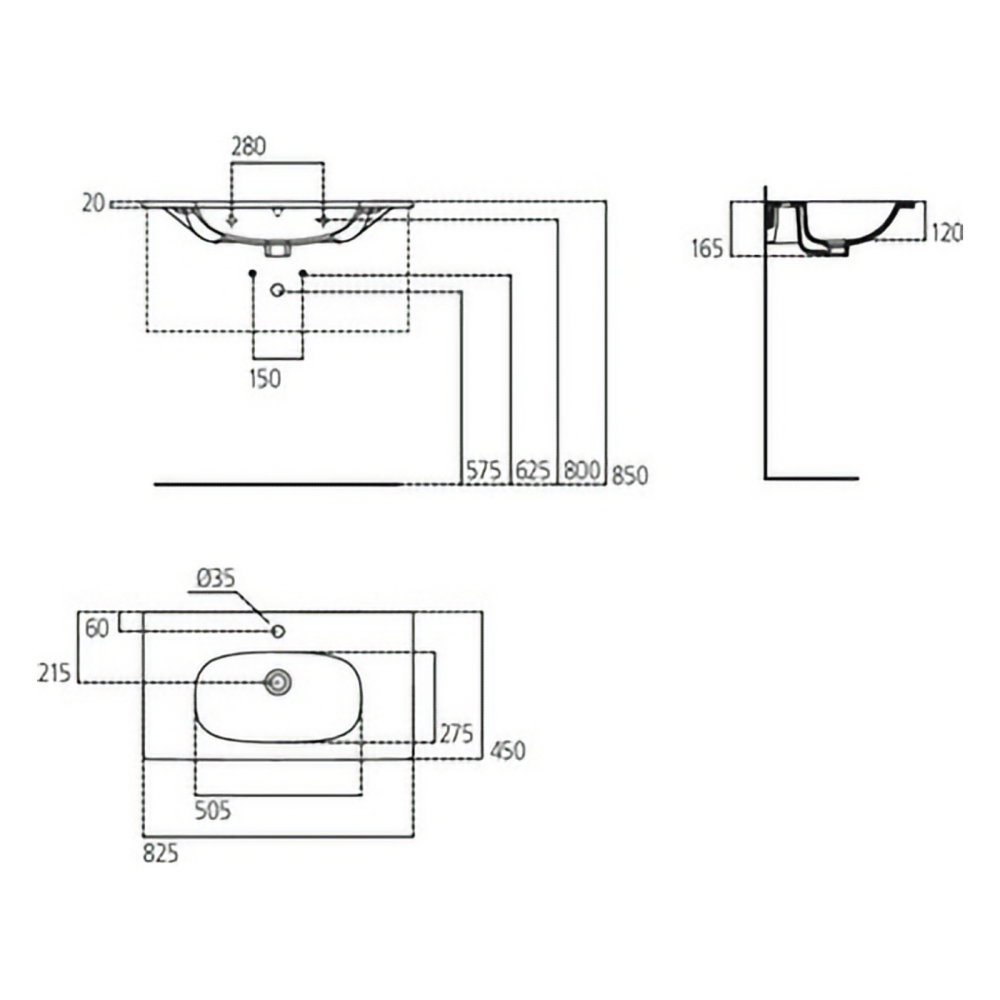 Lavoar 80 cm TESI pentru montaj pe mobilier alb mat Ideal Standard [5]
