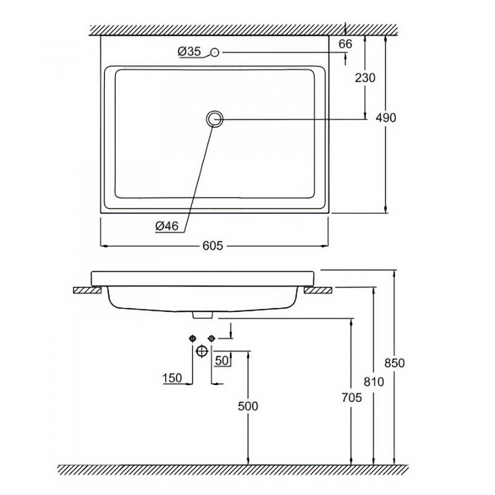 Lavoar Grohe Cube Ceramic 60 x 49 cm, montaj incastrat, tratament PureGuard [2]