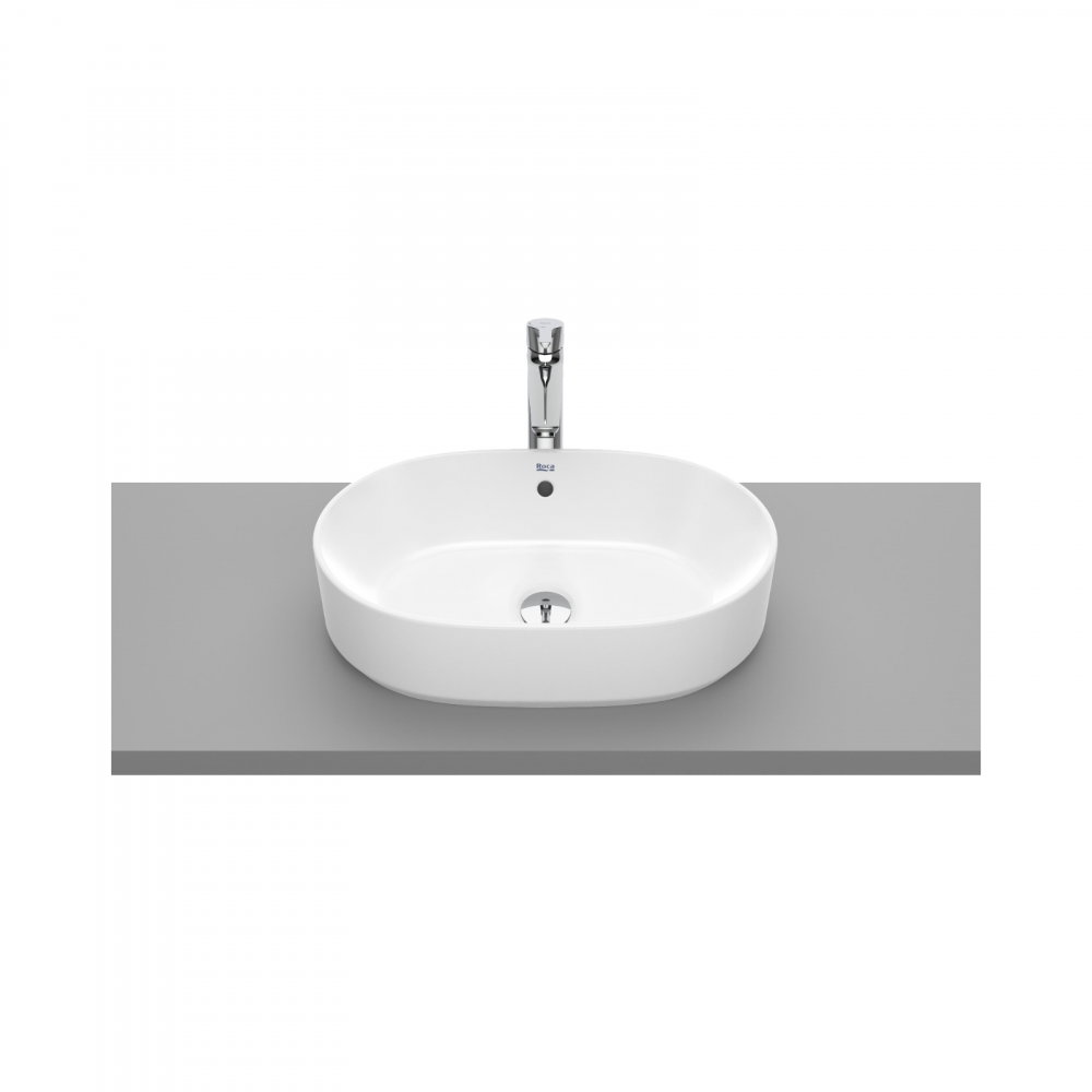 Lavoar pe blat, din portlan The Gap oval 550 x 390 mm alb Roca [1]