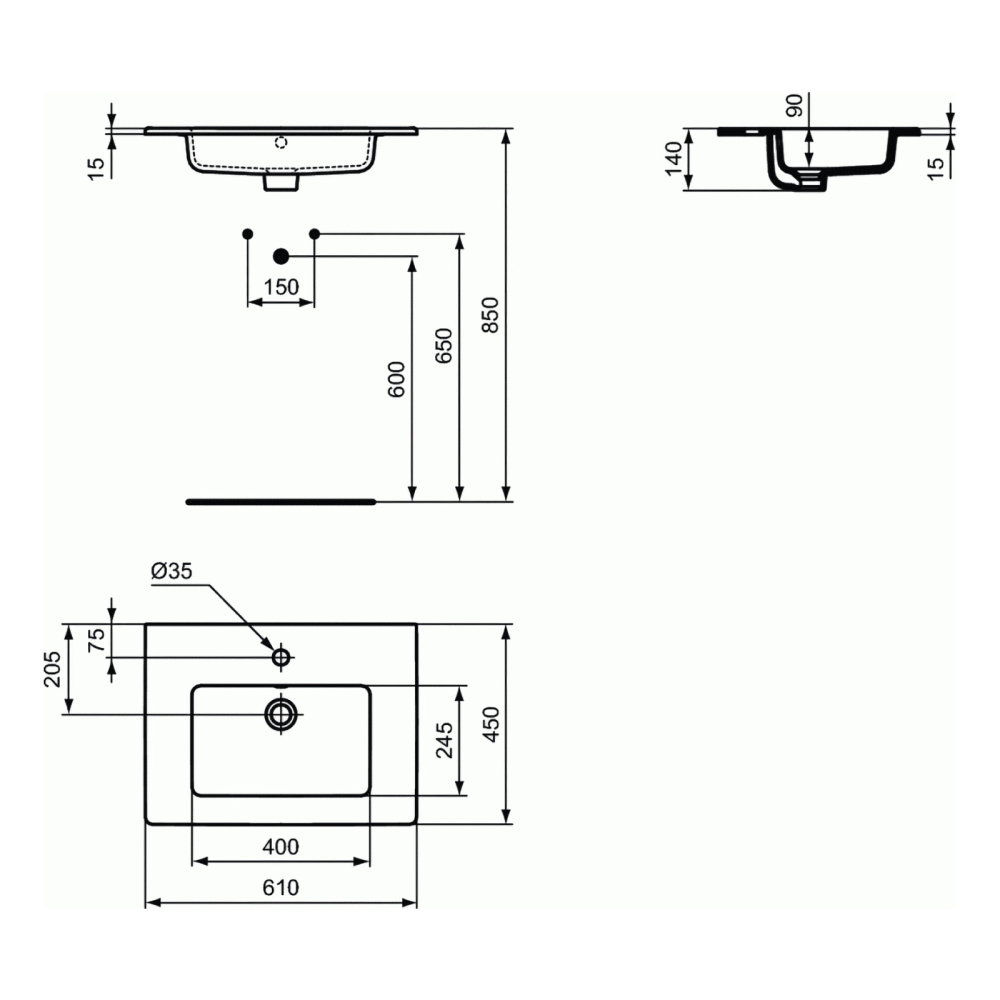 Lavoar TEMPO 61 cm incastrat Ideal Standard [4]