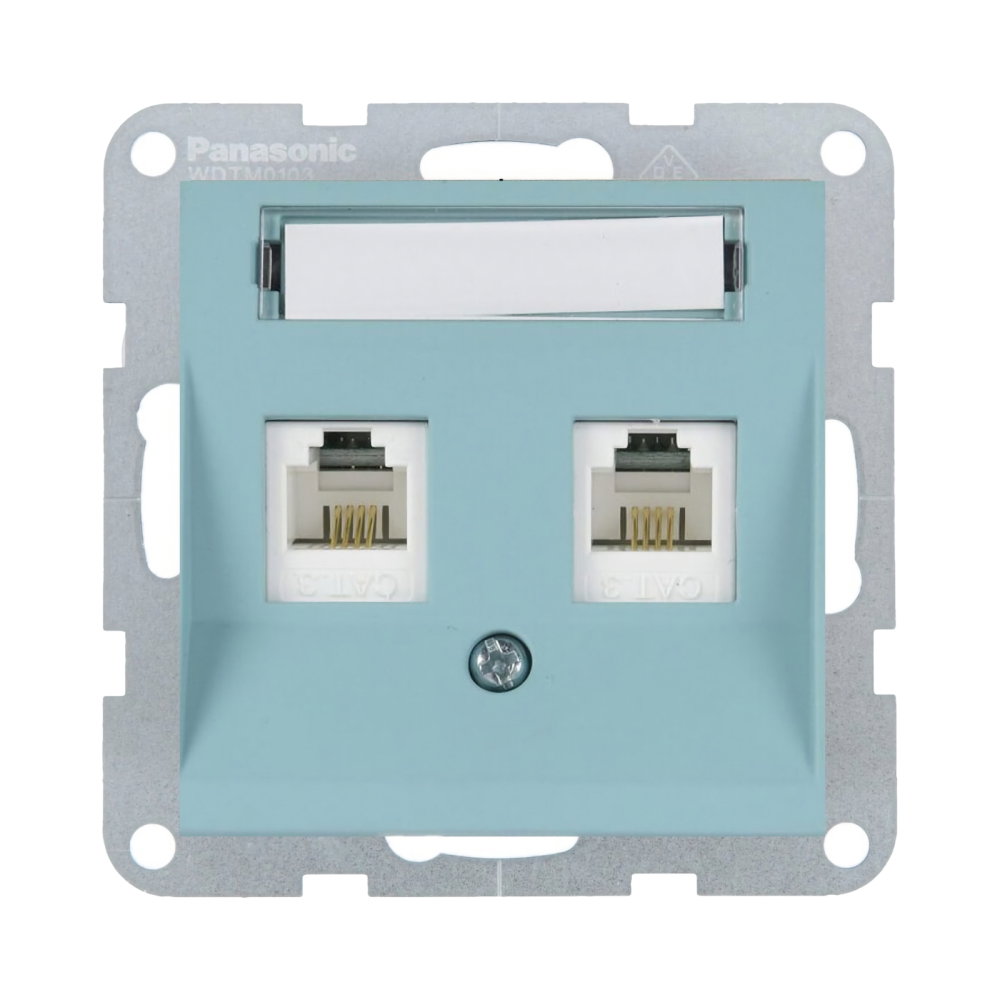 Mecanism priza 2xCAT5e cu eticheta Karre Plus 55 Soft Touch Turcoaz [1]