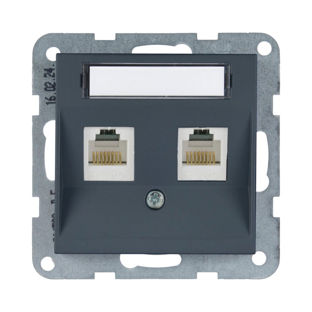 Mecanism priza 2xCAT5e cu eticheta Karre Plus 55 Soft Touch Night [1]