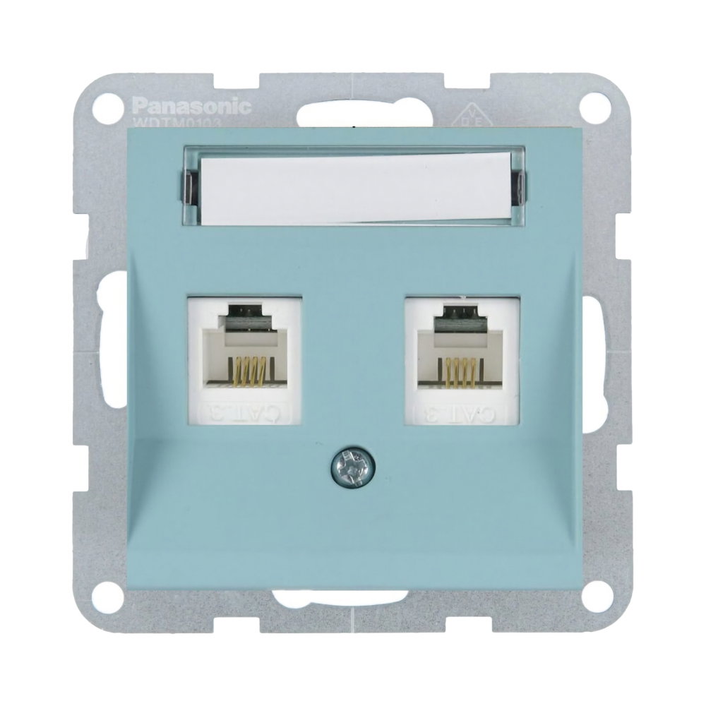 Mecanism priza 2xCAT6 cu eticheta Karre Plus 55 Soft Touch Turcoaz [1]