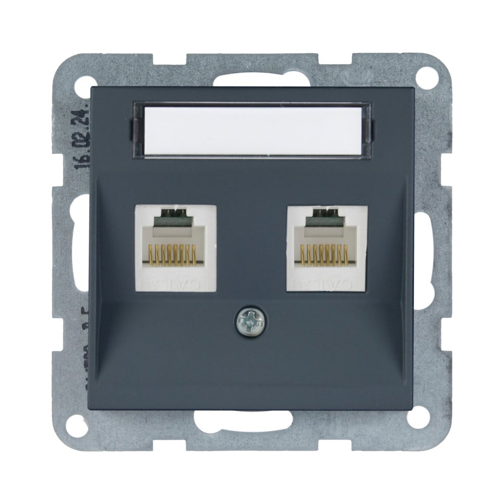 Mecanism priza 2xCAT6 cu eticheta Karre Plus 55 Soft Touch Night [1]