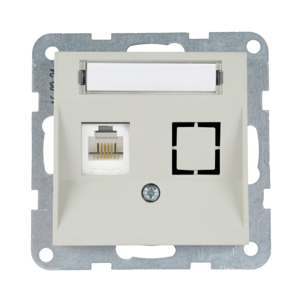 Mecanism priza CAT6 cu eticheta Karre Plus 55 Soft Touch Sandstone [1]