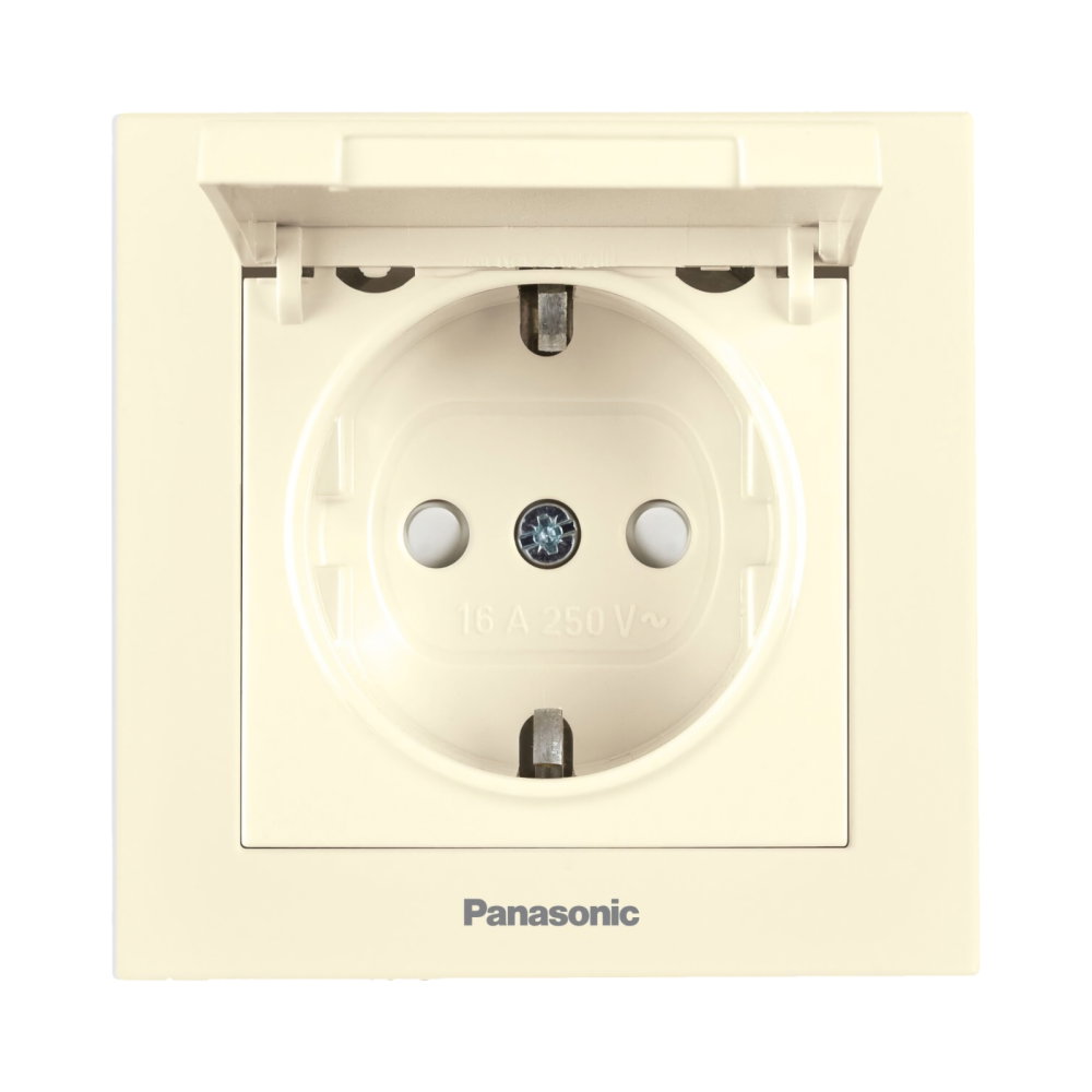 Mecanism priza Schuko cu capac, protectie pentru copii si sistem Quick Connect Karre Plus 55 Bej [1]