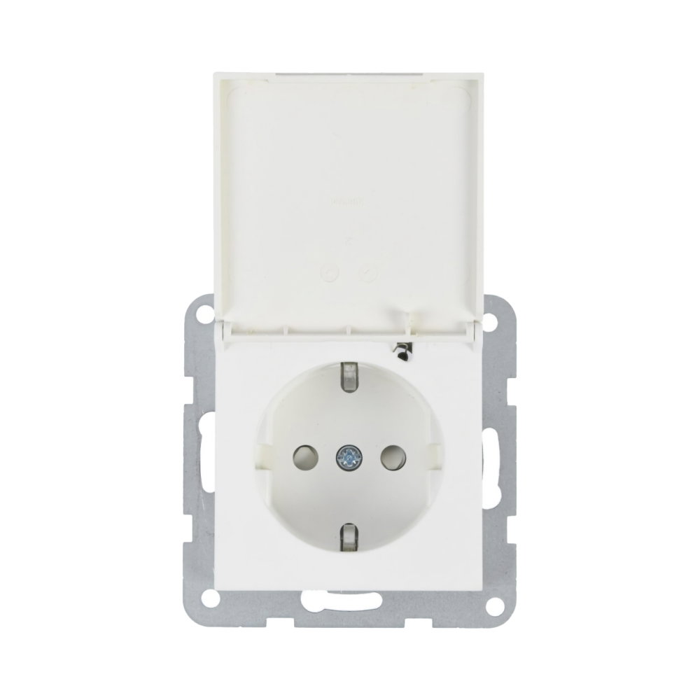 Mecanism priza Schuko cu capac, protectie pentru copii si sistem Quick Connect Karre Plus 55 Seashell [1]