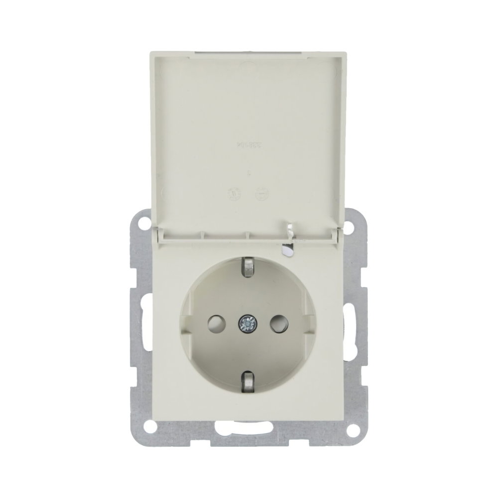 Mecanism priza Schuko cu capac, protectie pentru copii si sistem Quick Connect Karre Plus 55 Soft Touch Sandstone [1]