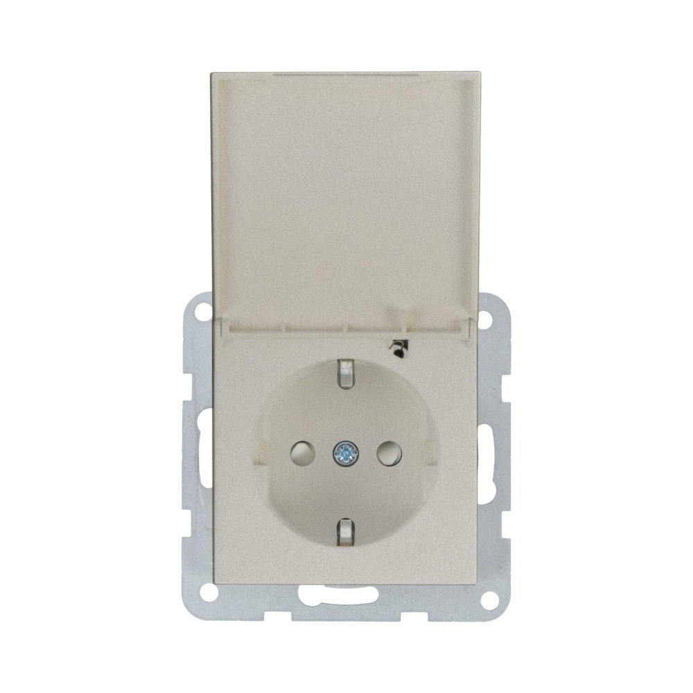 Mecanism priza Schuko cu capac, protectie pentru copii si sistem Quick Connect Karre Plus 55 Bronz [1]