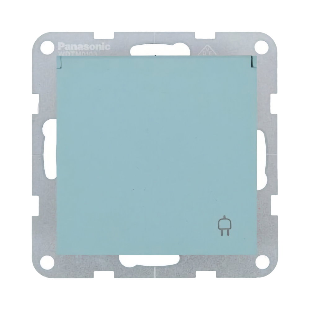 Mecanism priza Schuko cu capac, protectie pentru copii si sistem Quick Connect Karre Plus 55 Soft Touch Turcoaz [1]
