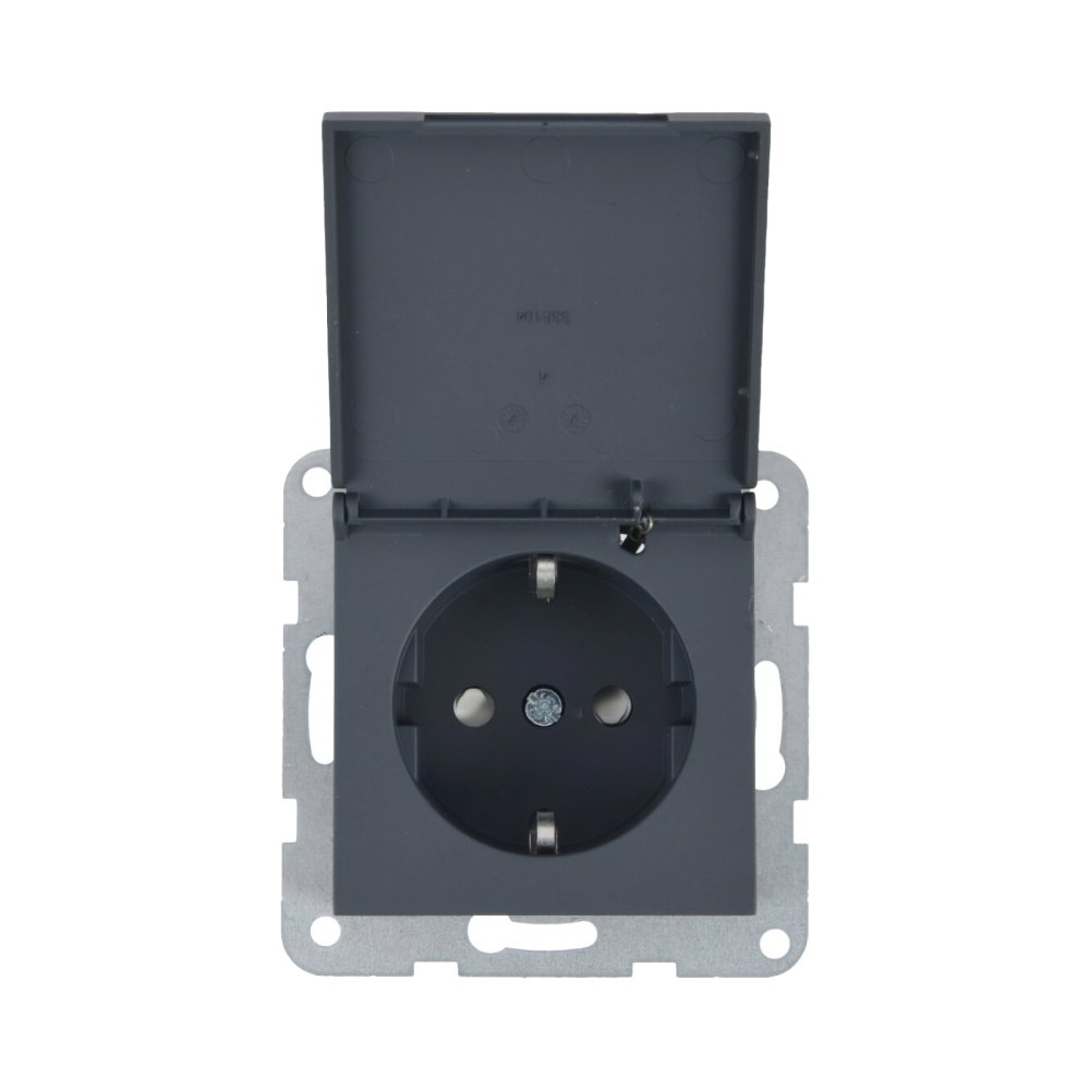Mecanism priza Schuko cu capac, protectie pentru copii si sistem Quick Connect Karre Plus 55 Soft Touch Night [1]