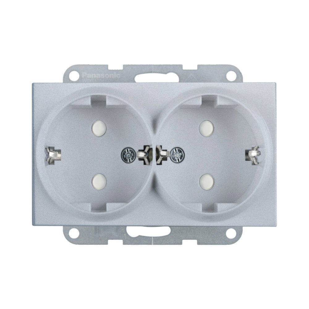 Mecanism priza Schuko dubla cu protectie pentru copii Karre Plus 55 Silver [1]
