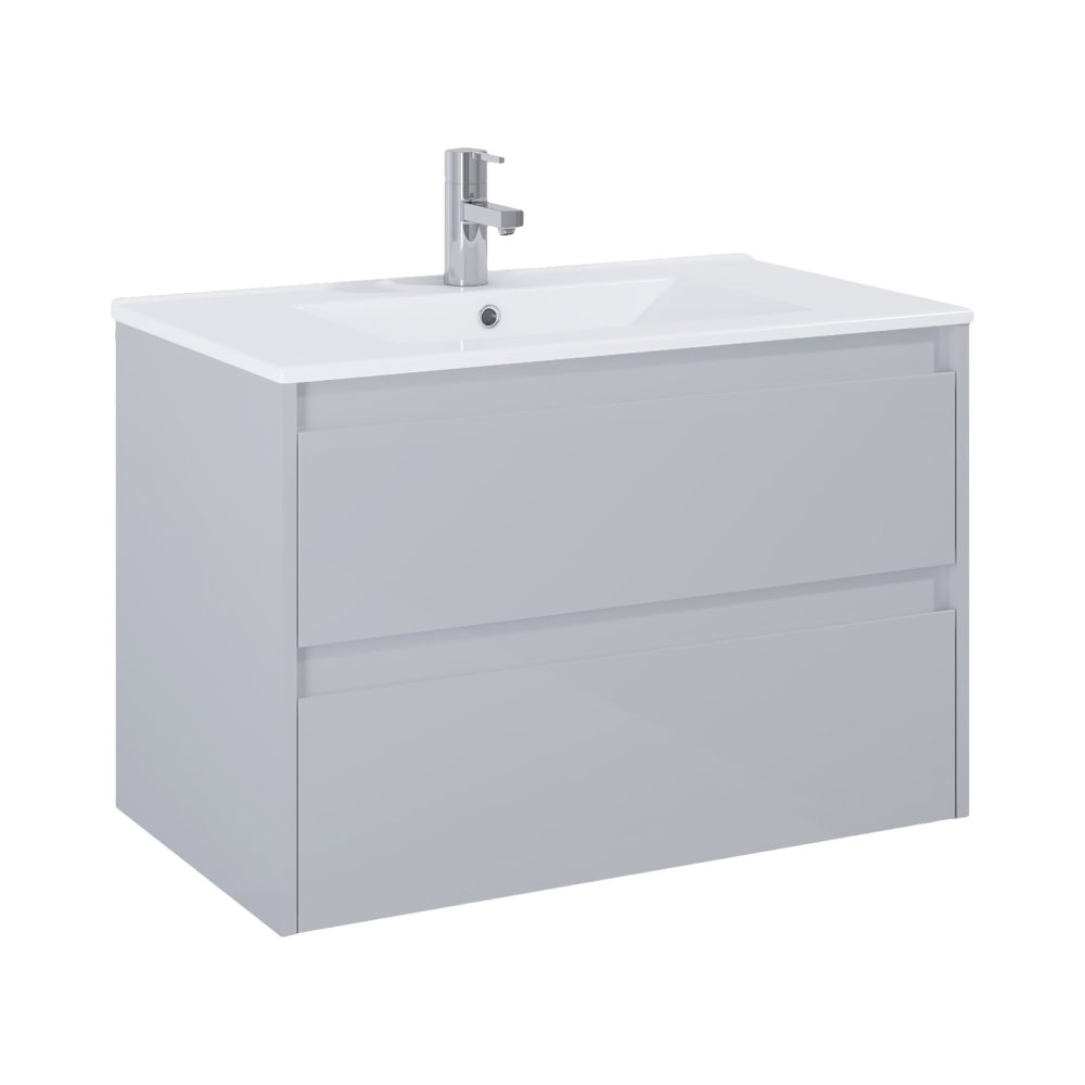 Mobilier baie cu doua sertare si lavoar, gri 80 cm Claudia Roca [1]