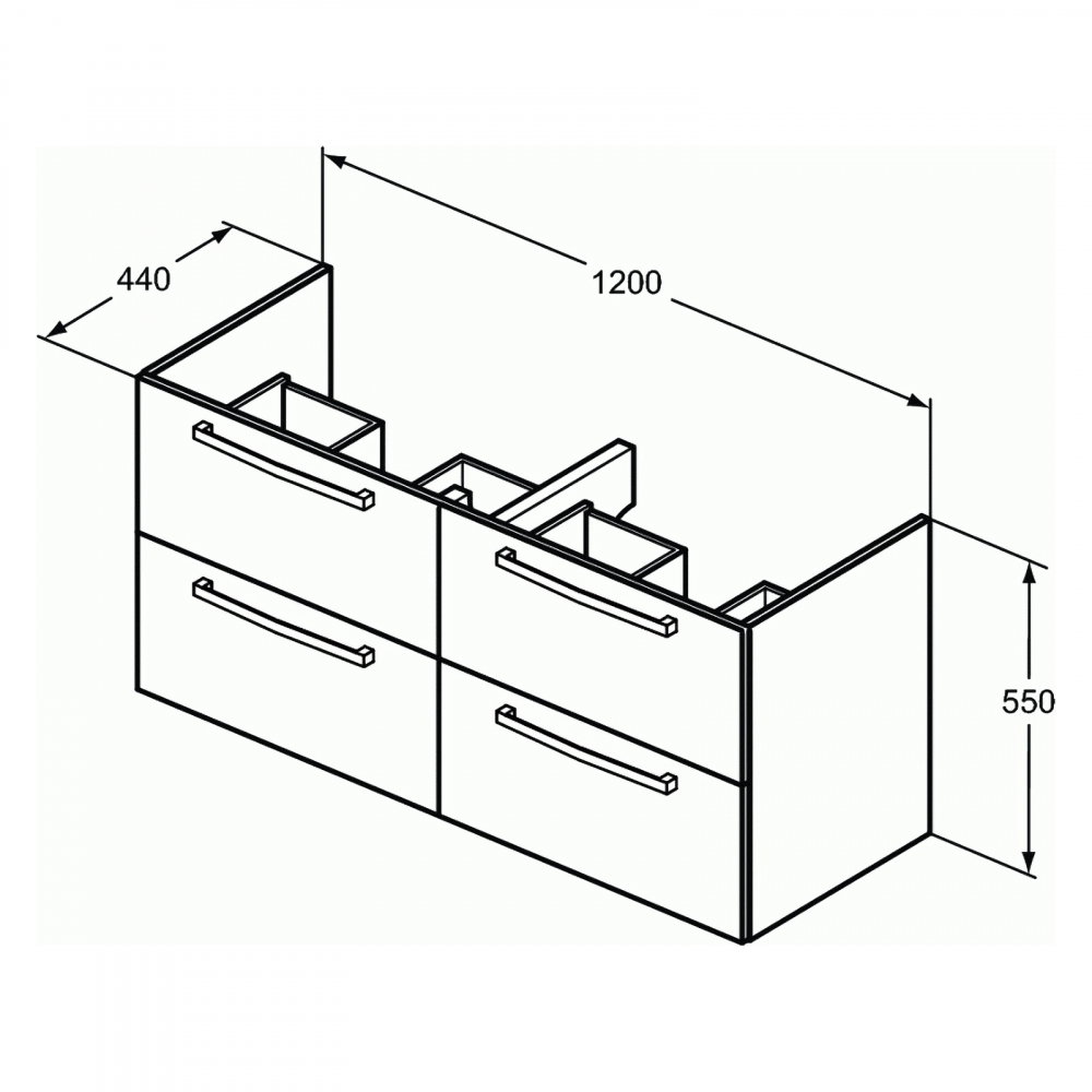 Mobilier TEMPO 1200 mm suspendat 4 sertare alb lucios Ideal Standard [2]