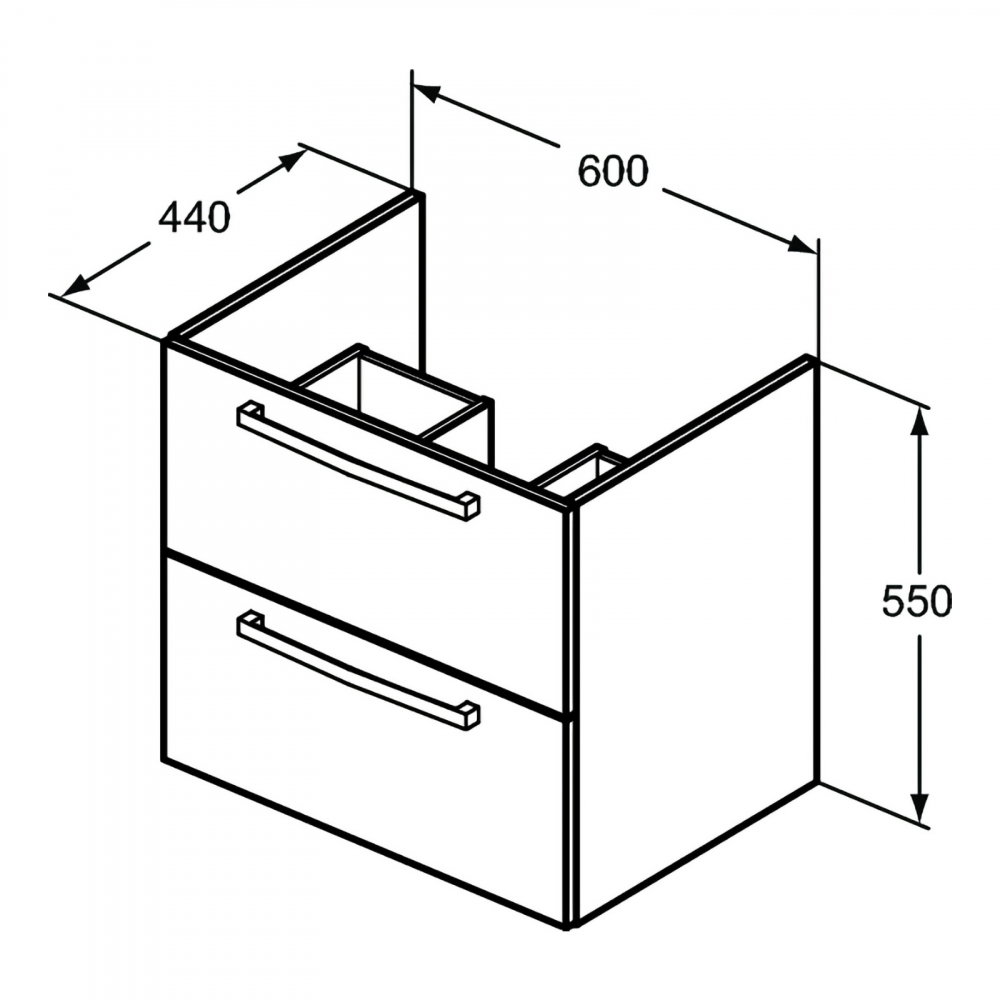 Mobilier Tempo 60 cm suspendat 2 sertare gri lucios Ideal Standard [2]