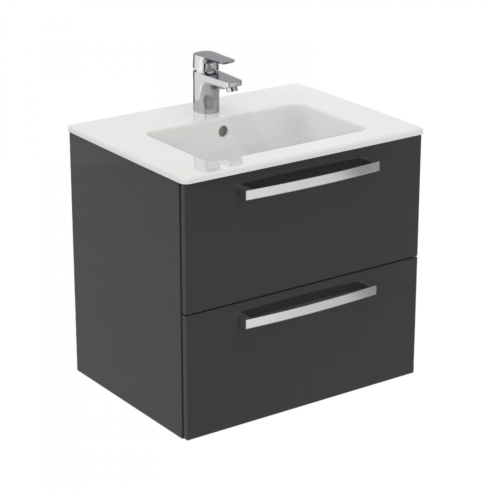 Mobilier Tempo 60 cm suspendat 2 sertare gri lucios Ideal Standard [1]