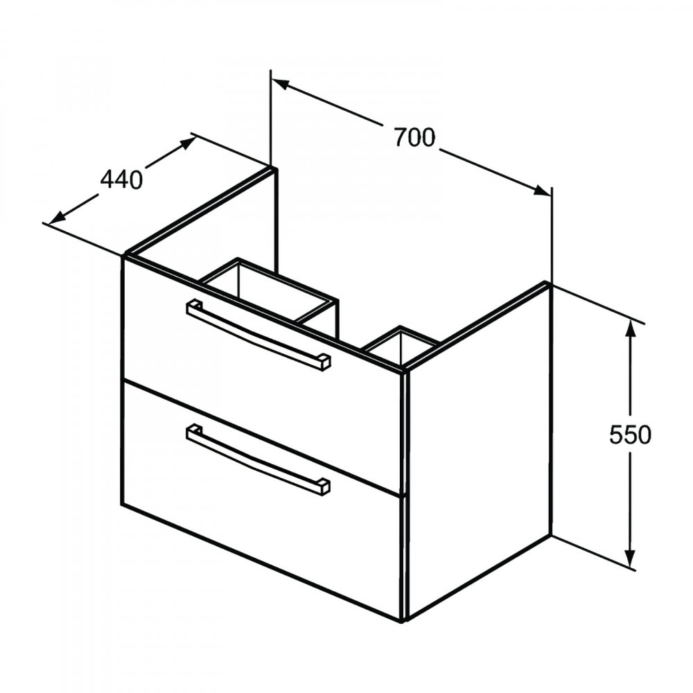 Mobilier TEMPO 700 mm suspendat 2 sertare gri lucios Ideal Standard [2]