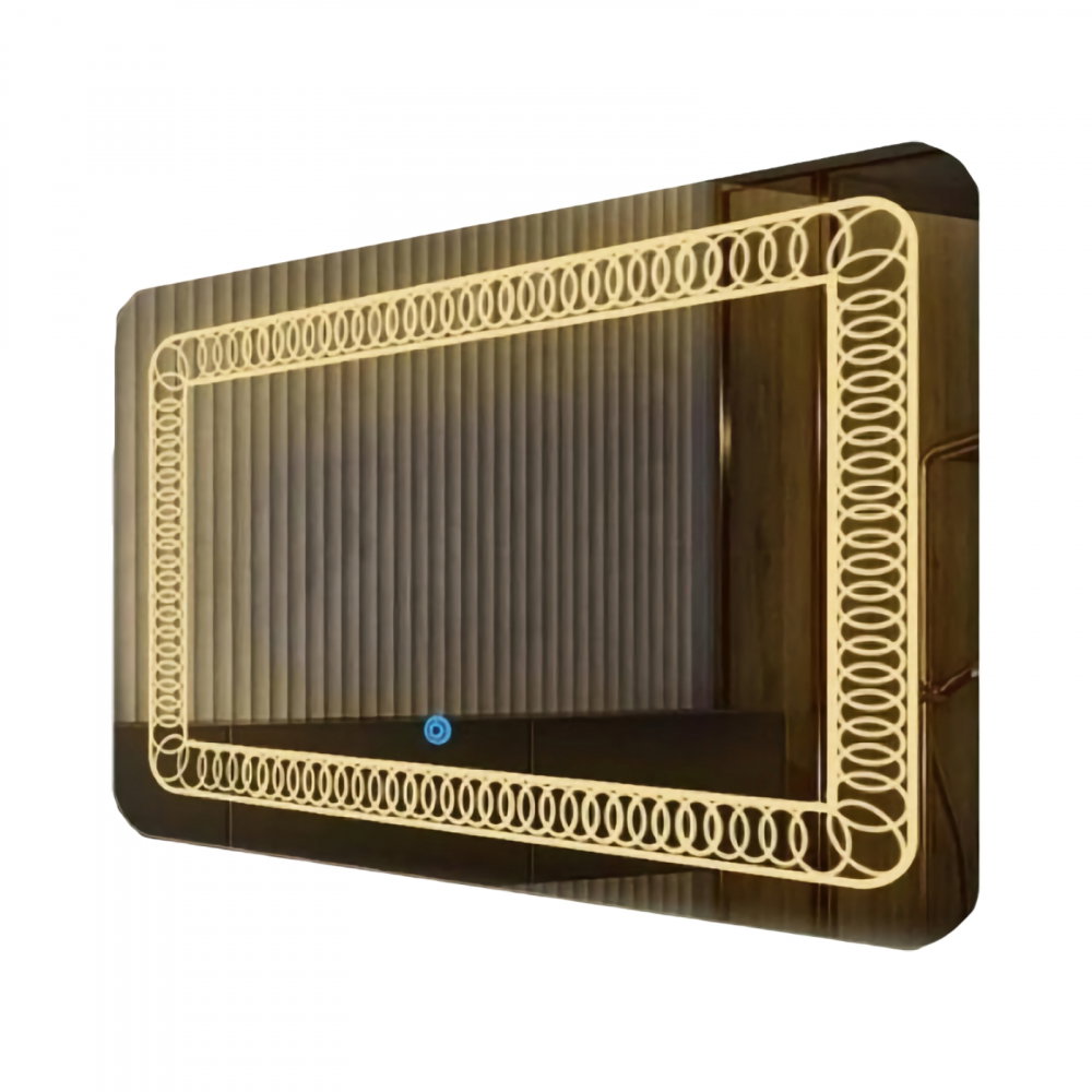 Oglina de baie Atlantis, iluminare led 3 culori, 120 x 60 cm, functie dezaburire, intrerupator touch si ceas Belform [1]