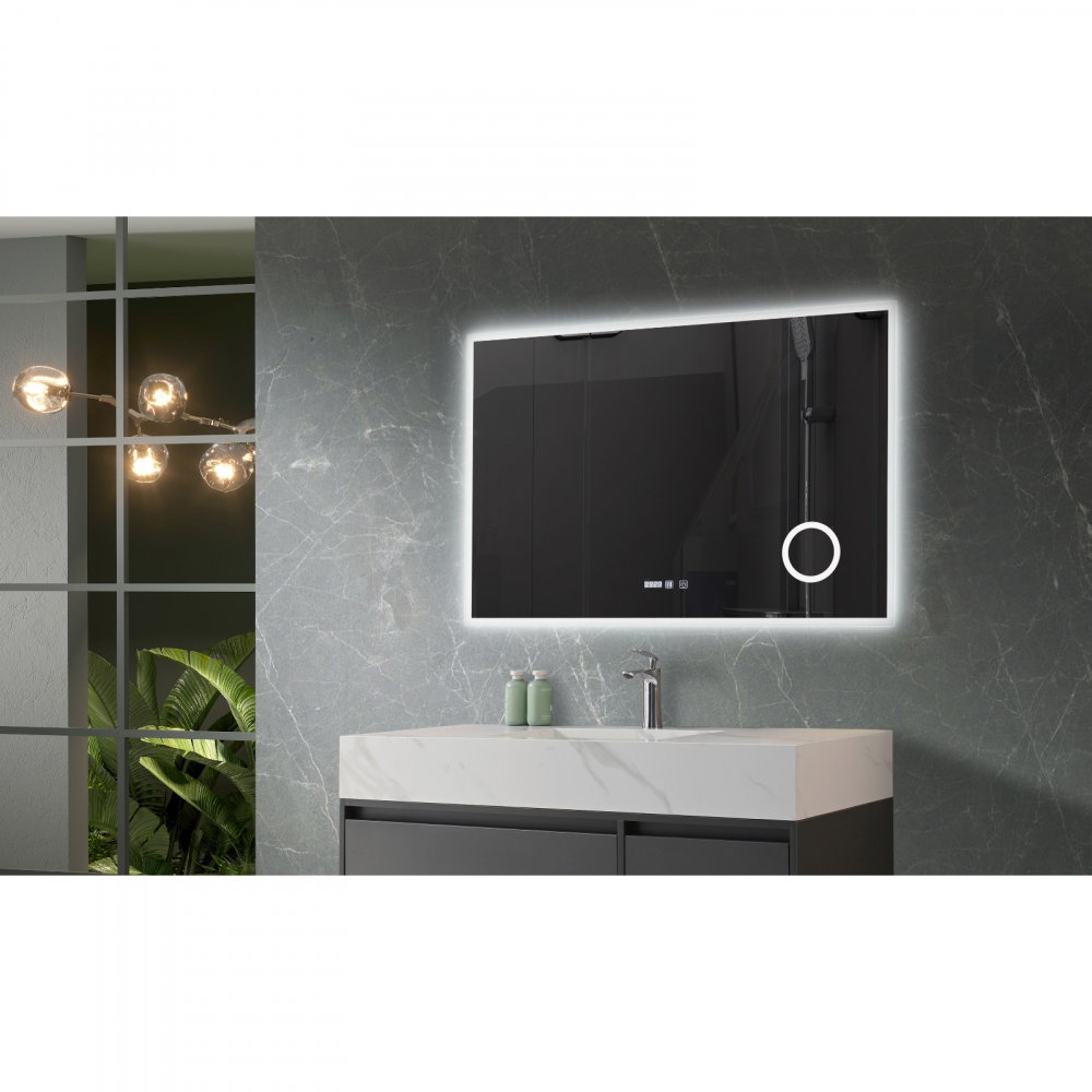 Oglina de baie Atlantis, iluminare led 3 culori, 120 x 80 cm, functie dezaburire, intrerupator touch si ceas Belform [3]