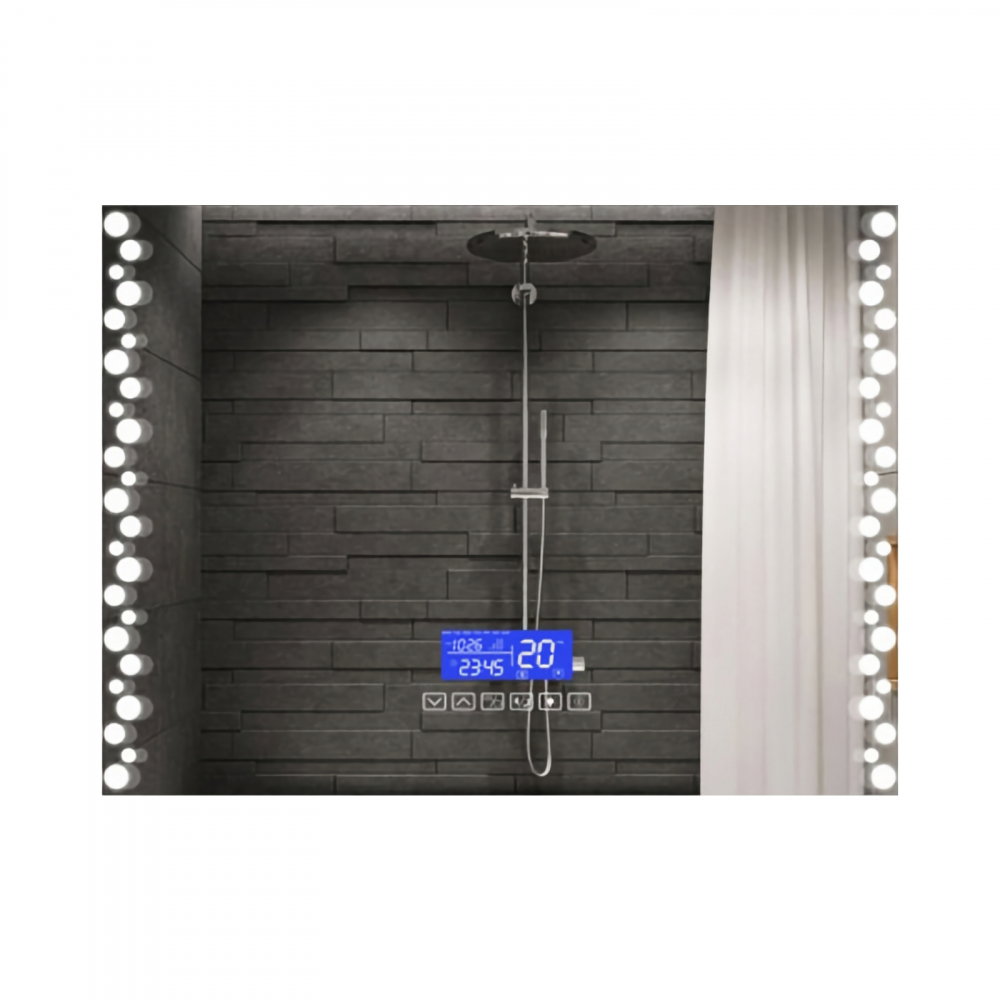 Oglina de baie Atlantis, iluminare led 3 culori, 60 x 80 cm, functie dezaburire, intrerupator touch si ceas Belform [1]