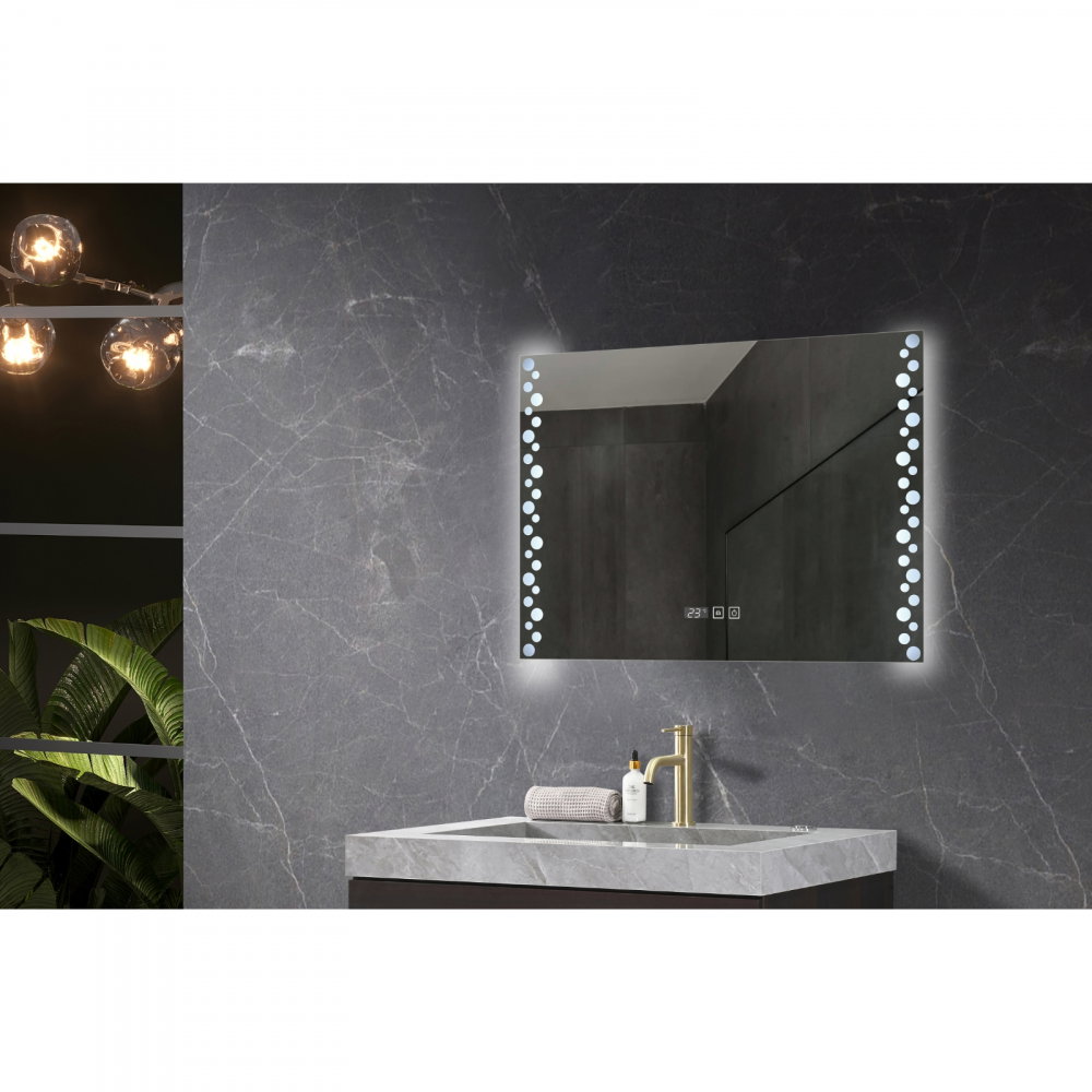 Oglina de baie Atlantis, iluminare led 3 culori, 60 x 80 cm, functie dezaburire, intrerupator touch si ceas Belform [5]