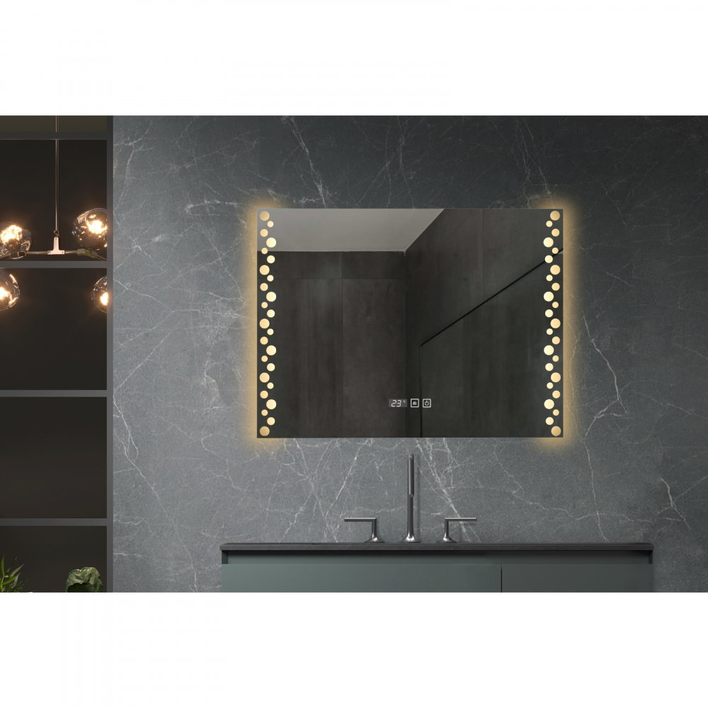 Oglina de baie Atlantis, iluminare led 3 culori, 60 x 80 cm, functie dezaburire, intrerupator touch si ceas Belform [4]