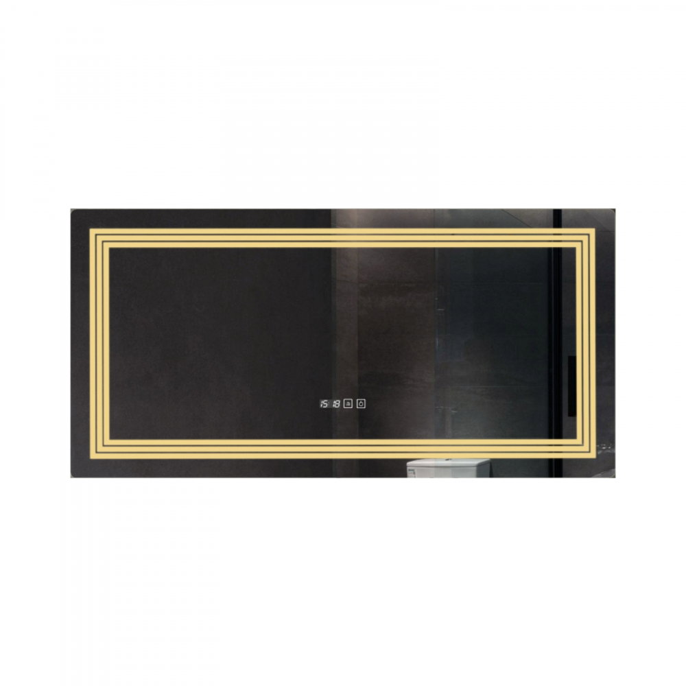 Oglina de baie Cronos, iluminare led 3 culori, 120 x 60 cm, functie dezaburire, intrerupator touch si ceas Belform [1]
