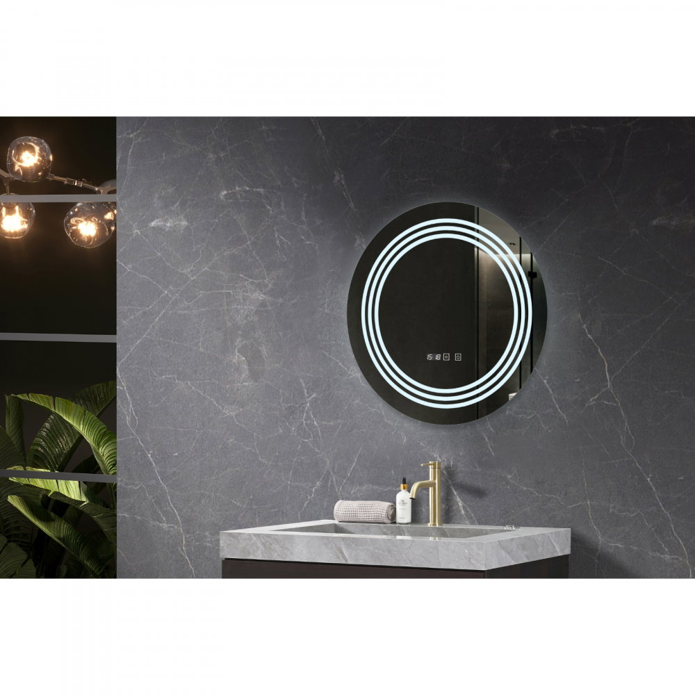 Oglina de baie Cronos, iluminare led 3 culori, 60 x 60 cm, functie dezaburire, intrerupator touch si ceas Belform [3]