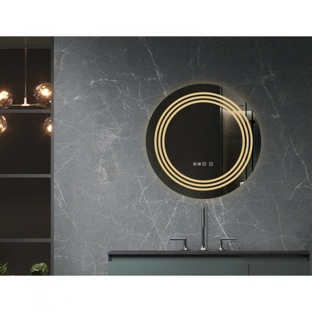 Oglina de baie Cronos, iluminare led 3 culori, 60 x 60 cm, functie dezaburire, intrerupator touch si ceas Belform [2]