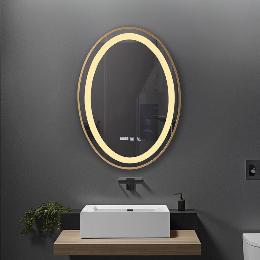 Oglina de baie Fortuna, iluminare led 3 culori, 50 x 70 cm, functie dezaburire, intrerupator touch si ceas Belform [4]