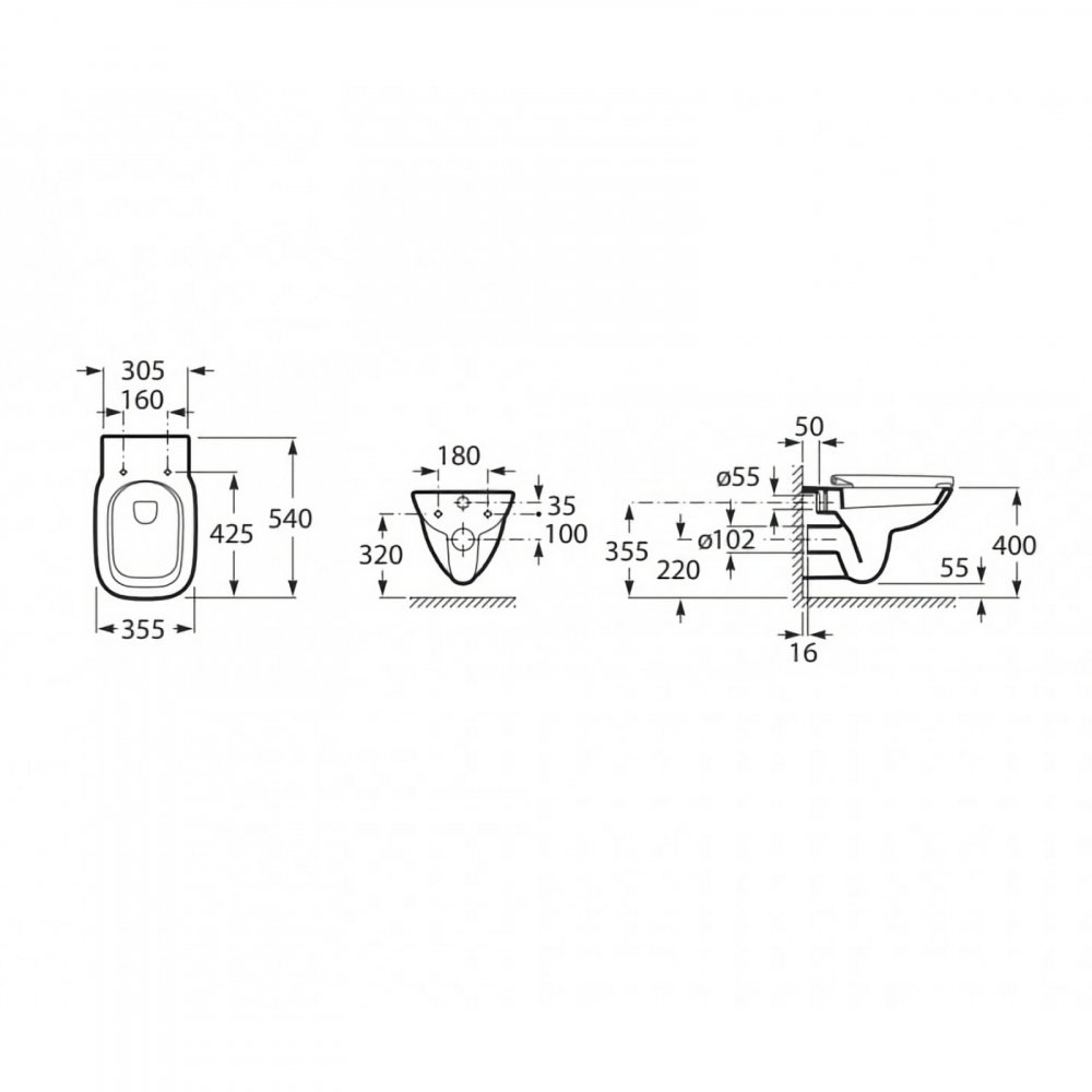Pachet 5 bucati WC Debba Square suspendat Rimless Roca [5]