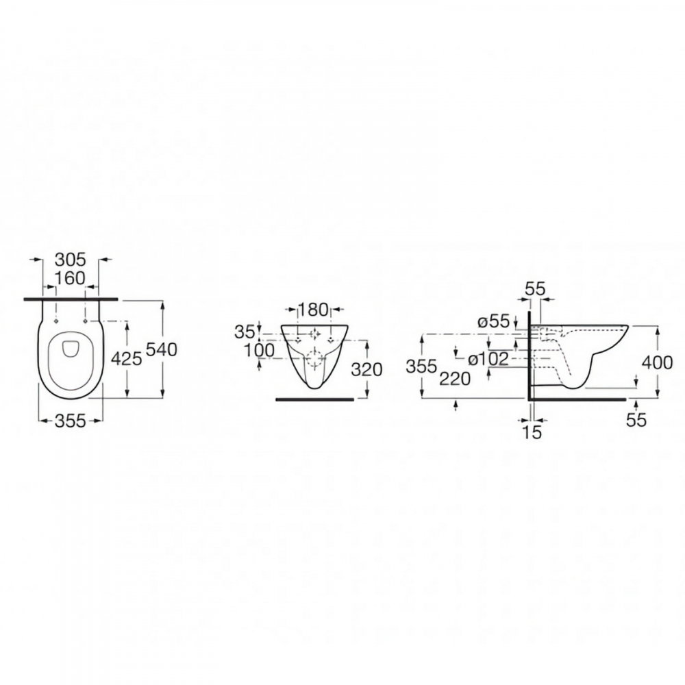 Pachet WC Debba Round suspendat Rimless Roca [6]