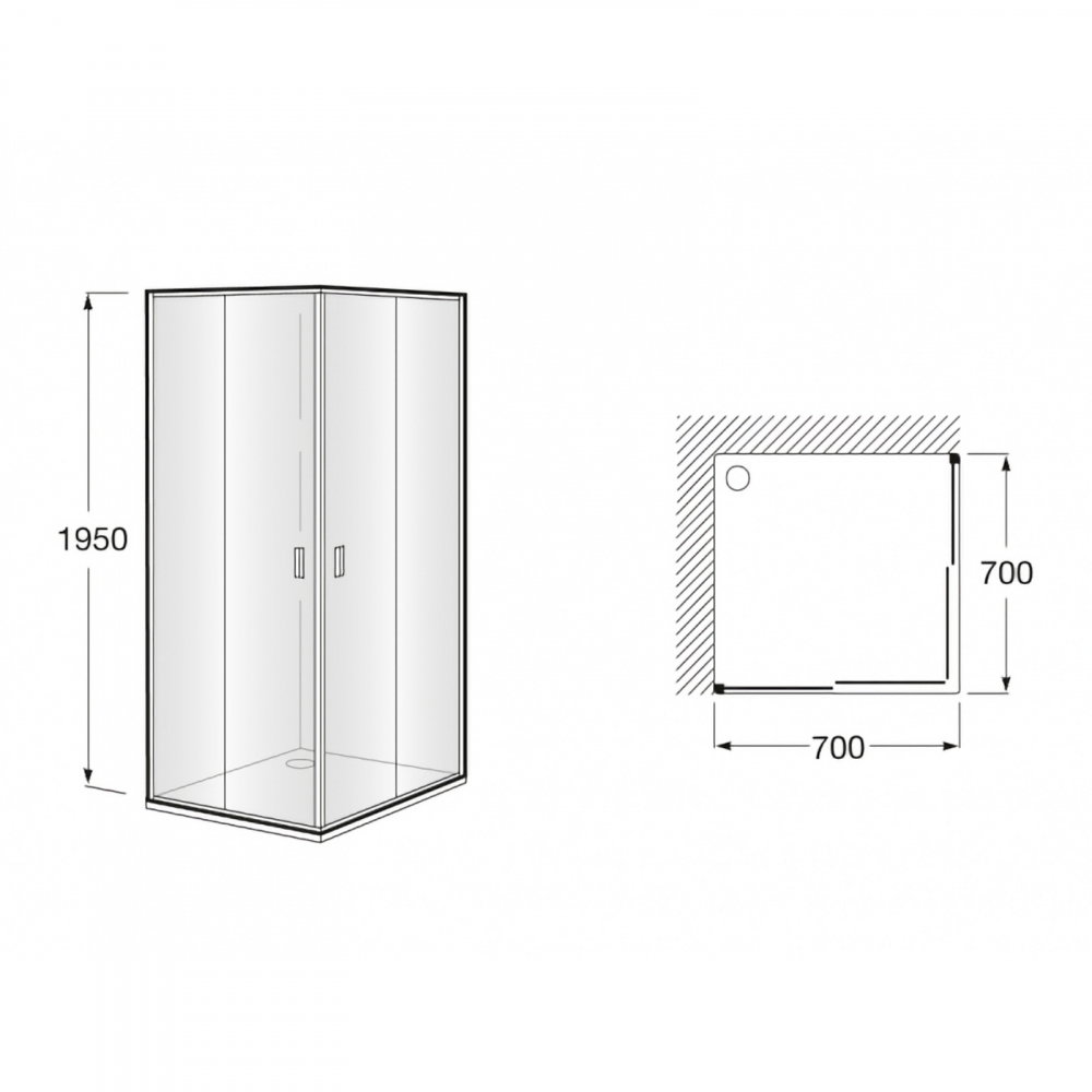 Panou de dus lateral cu 1 usa glisanta + 1 panou fix 700 x 1950 Victoria Roca [2]