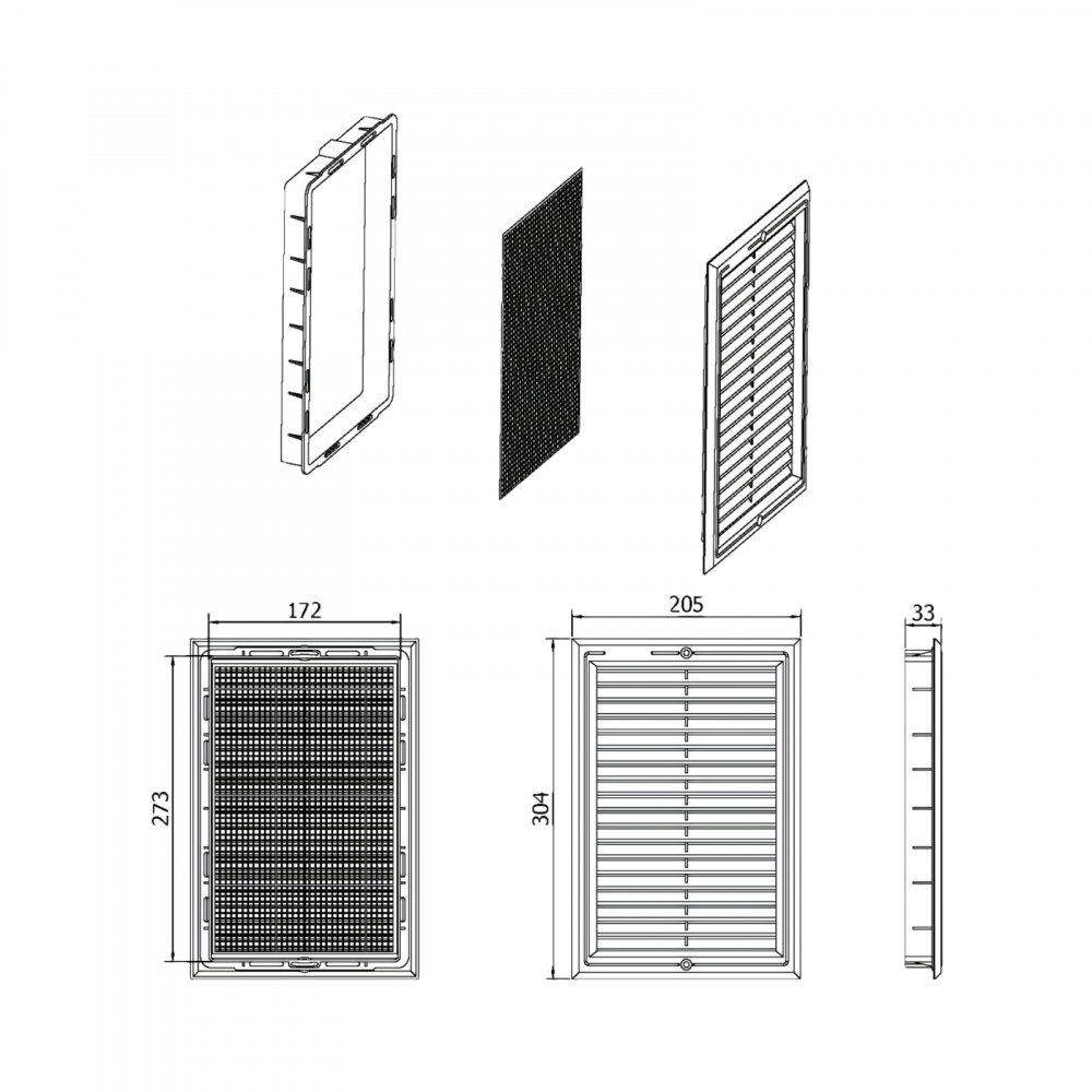 Rama aerisire din plastic 200 x 300 mm [2]