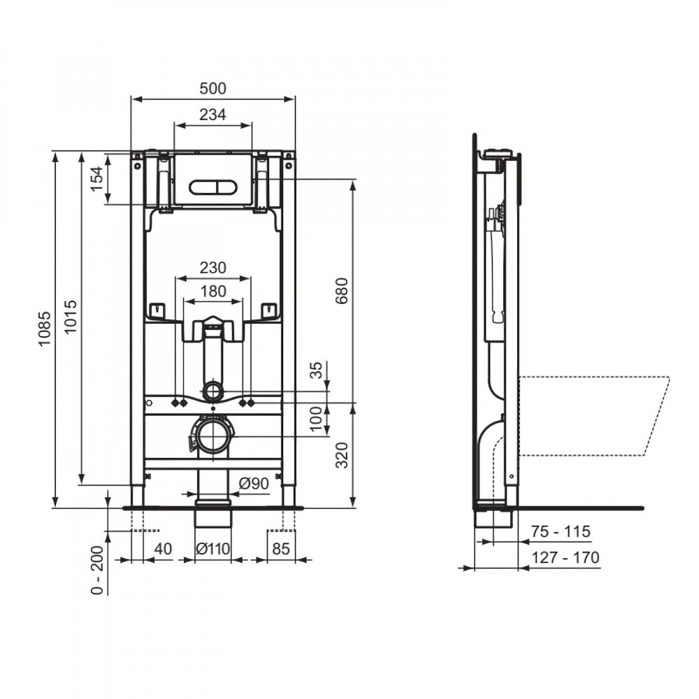 Rezervor incastrat cu clapeta ProSys Oleas M1 alb Ideal Standard [4]