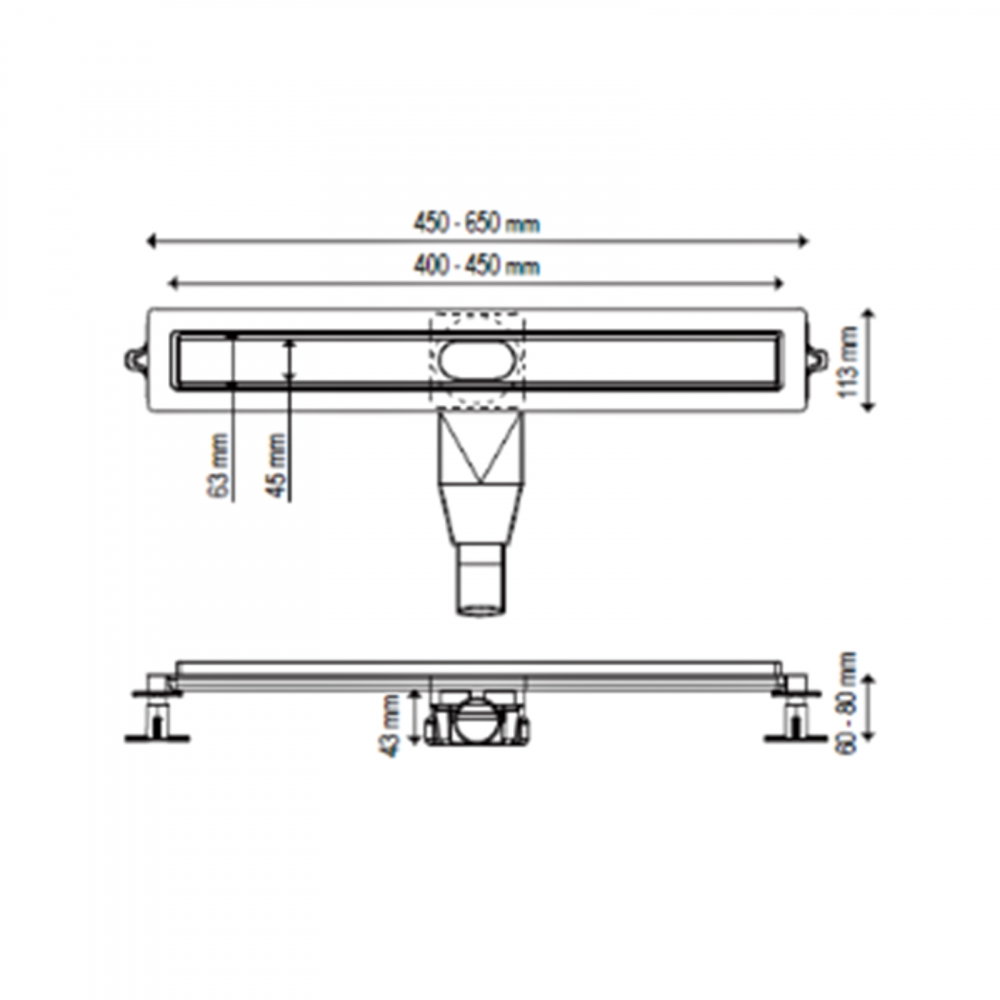 Rigola de dus 600 mm Linear bronz periat Wirquin [2]