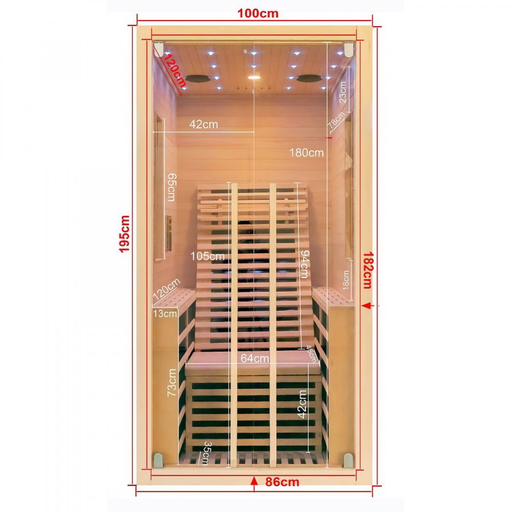 Sauna uscata cu incalzitor de carbon-magneziu, 100 x 130 x 195 cm, Carbon 1 Sanotechnik [9]