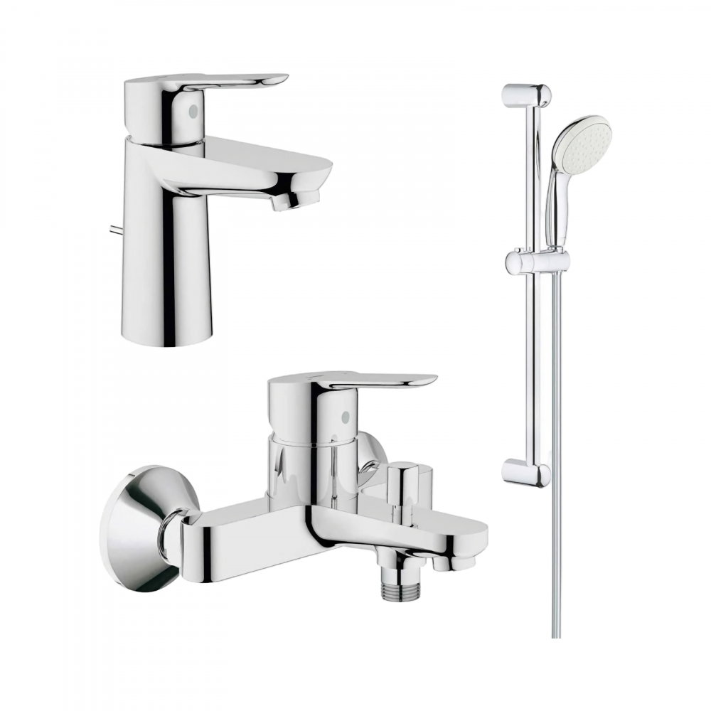 Set baterii Bau Edge cada MONO cu bara 600 MM, lavoar, cada si set dus Tempesta 100 GROHE [1]