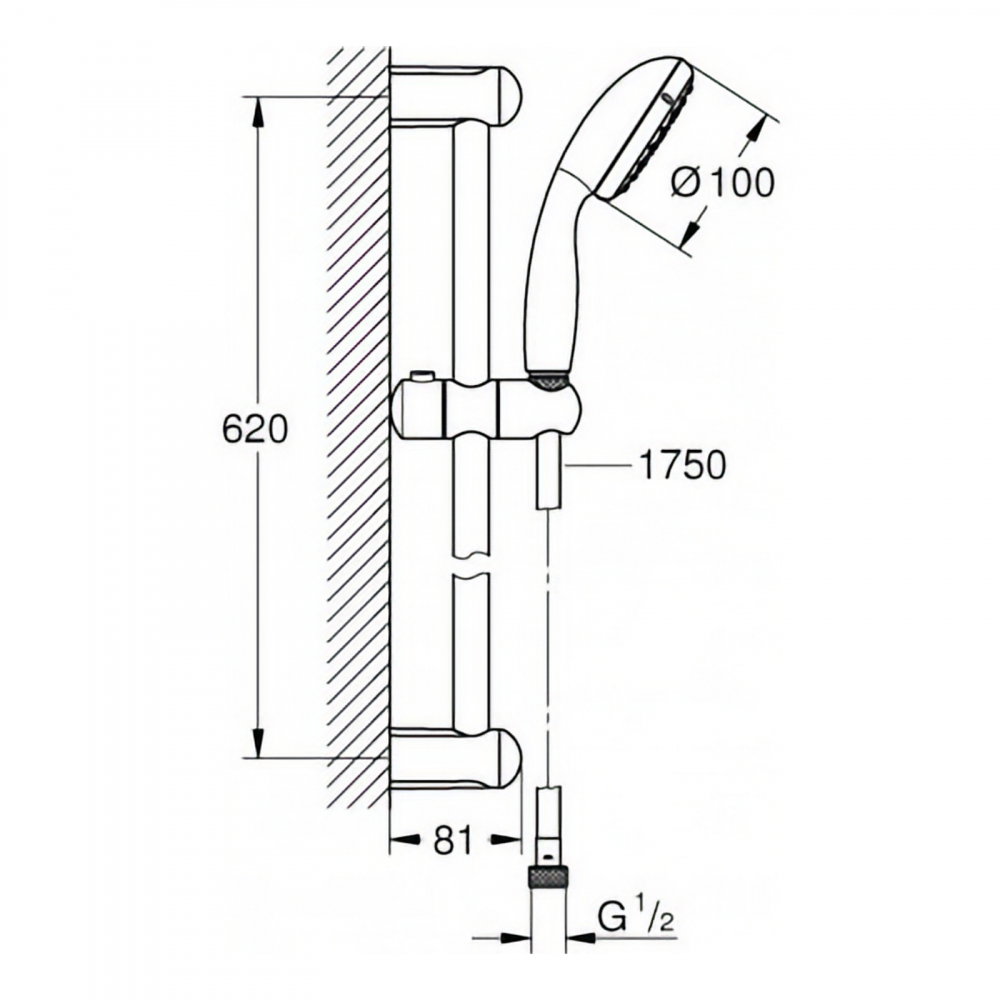 Set baterii Bau Edge New dus MONO cu bara 600 MM, lavoar, dus si set de dus Tempesta 100 Grohe [4]