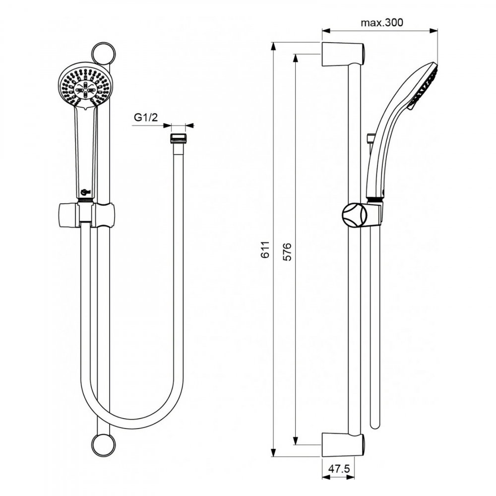 Set baterii baie Ideal Standard Alpha 3 in 1 crom BC486AA BC654AA B1489AA [6]