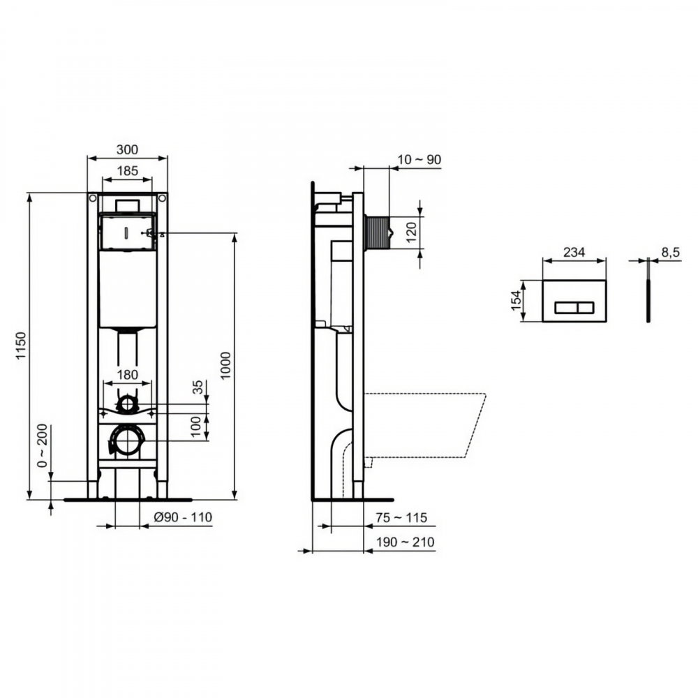 Set rezervor incastrat ProSys Eco M cu cadru metalic si clapeta Oleas M2 Crom Lucios Ideal Standard [4]